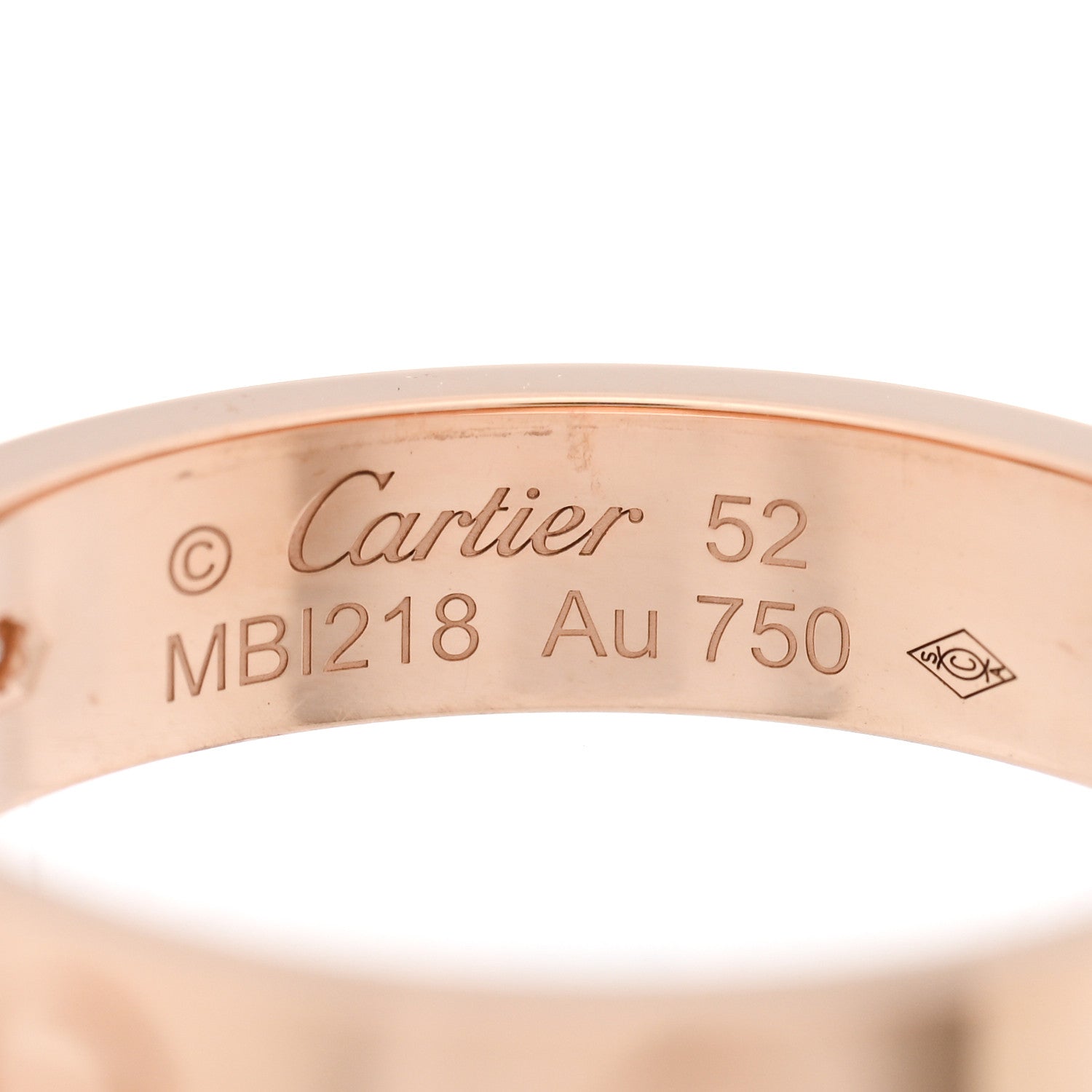 Cartier 18K Pink Gold Diamond 4mm LOVE Wedding Band Ring 52 6 4 of 5