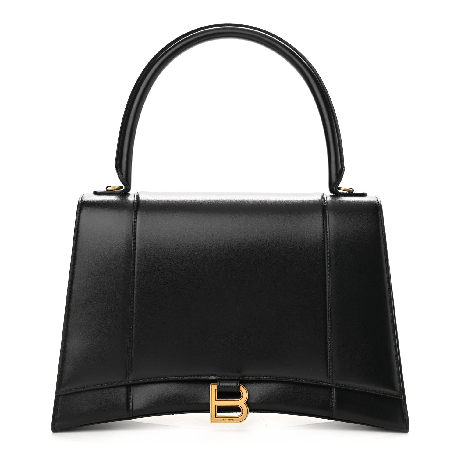 Balenciaga Shiny Box Calfskin Medium Hourglass Top Handle Bag Black 1 of 13