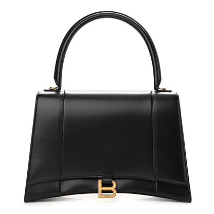 Balenciaga Shiny Box Calfskin Medium Hourglass Top Handle Bag Black 1 of 13