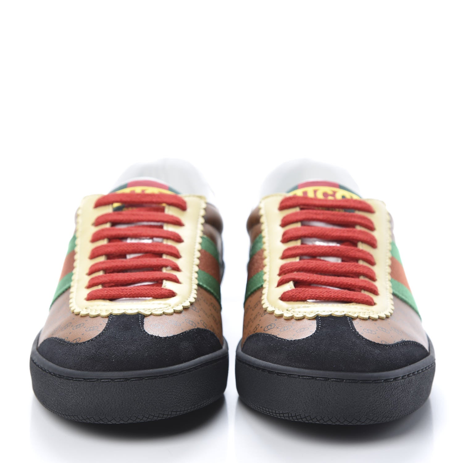 Gucci X DAPPER DAN Calfskin Suede GG Micro Monogram Womens G74 Sneakers 36.5 Black Cuir Burro 2 of 8