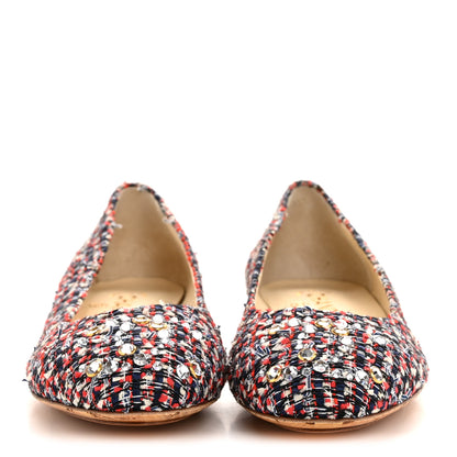 Chanel Tweed Crystal CC Ballerina Flats 40 Multicolor 3 of 9