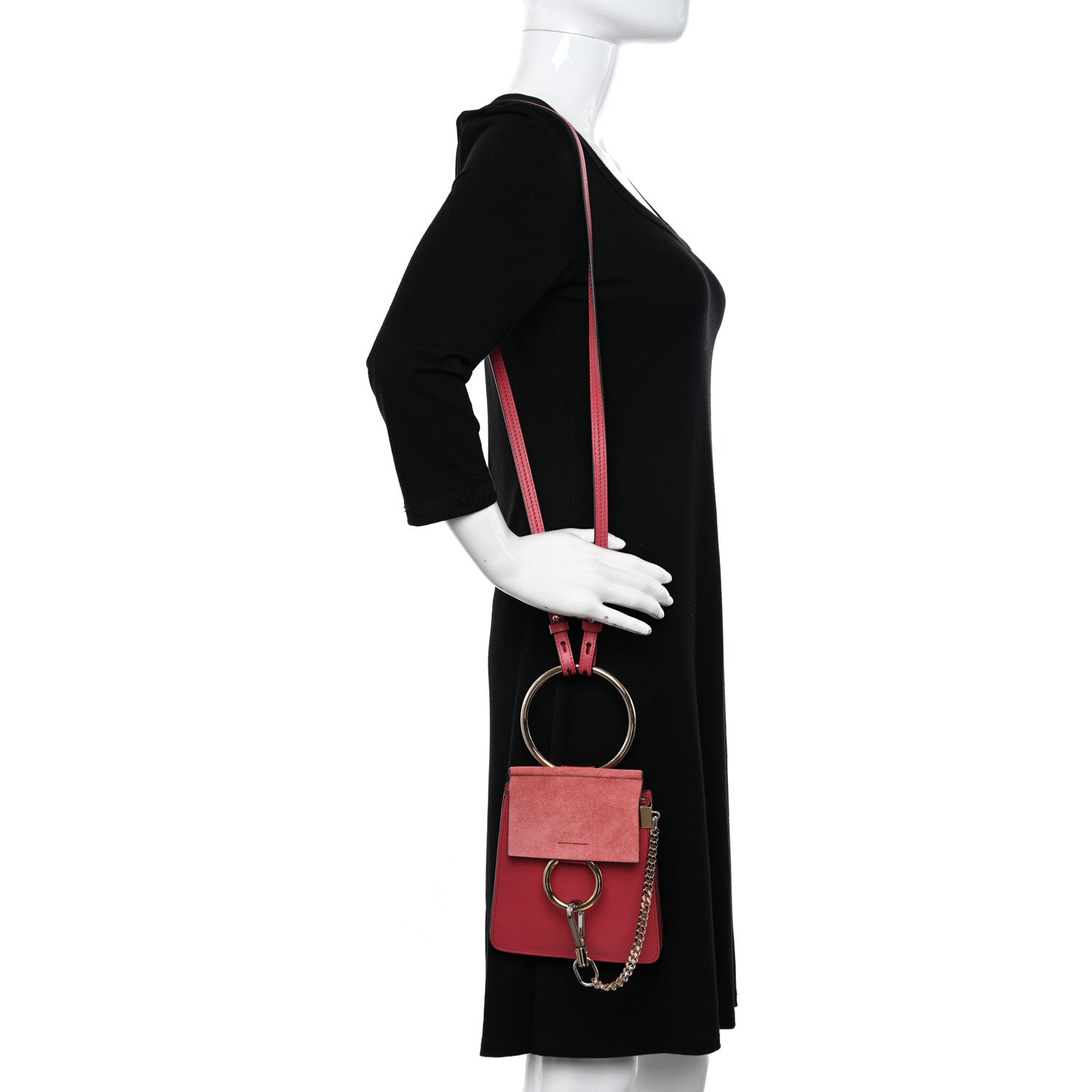 Chloe Suede Calfskin Mini Faye Bracelet Bag Scarlet Pink 2 of 12