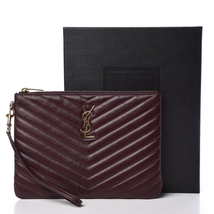 Saint Laurent Calfskin Matelasse Chevron Monogram A5 Wristlet Bordeaux 10 of 10