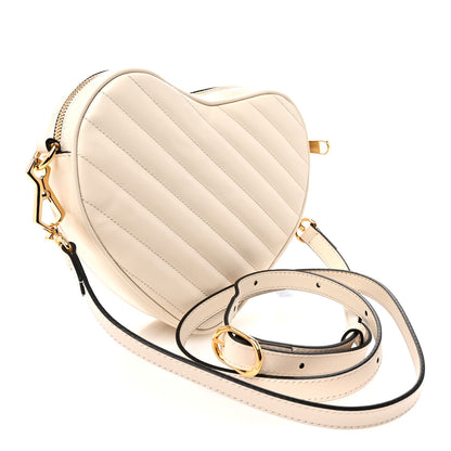 Gucci Calfskin Matelasse Diagonal Mini Interlocking G Heart Shoulder Bag Mystic White 3 of 11