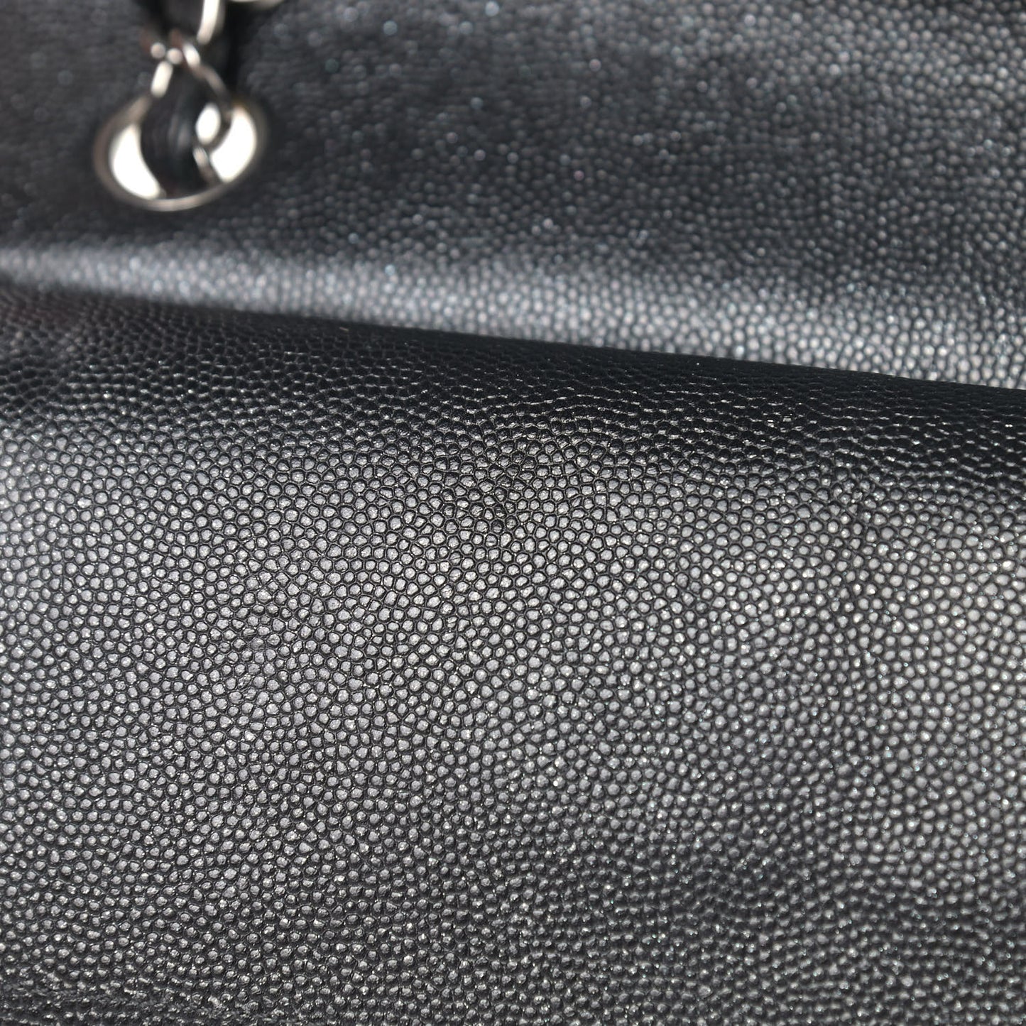 Iridescent Caviar Quilted Medium Double Flap Black