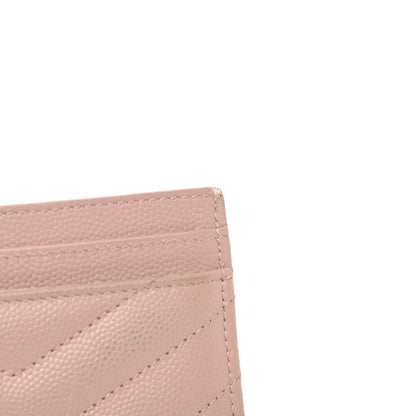 Saint Laurent Grain De Poudre Matelasse Chevron Monogram Credit Card Case Pale Pink 10 of 12
