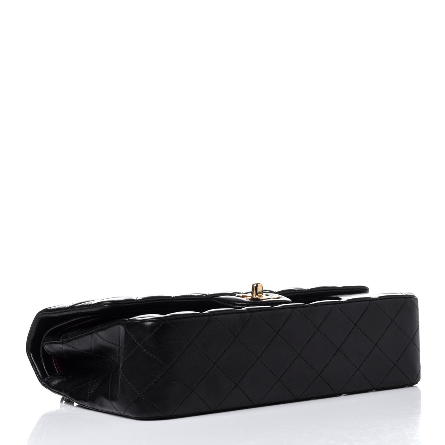 Lambskin Quilted Medium Double Flap Black