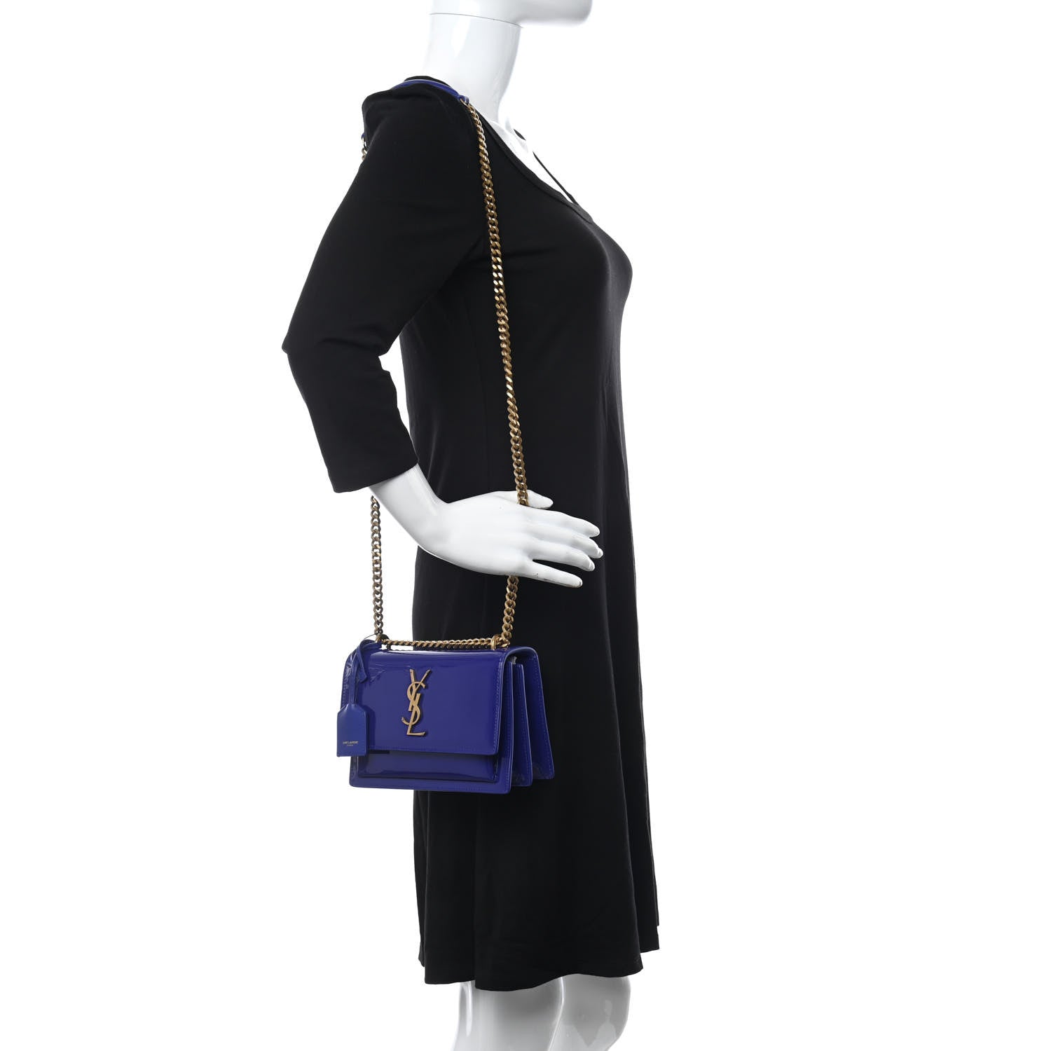 Saint Laurent Patent Small Monogram Sunset Royal Blue 2 of 10