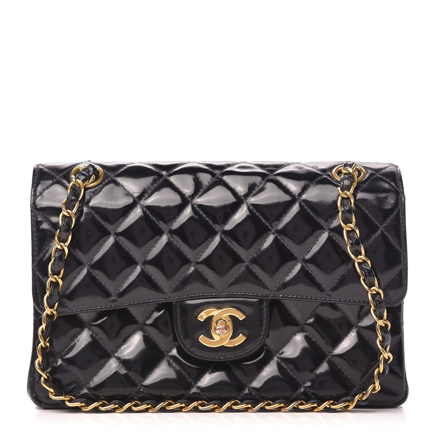 Patent Quilted Small Double Sided Flap Black