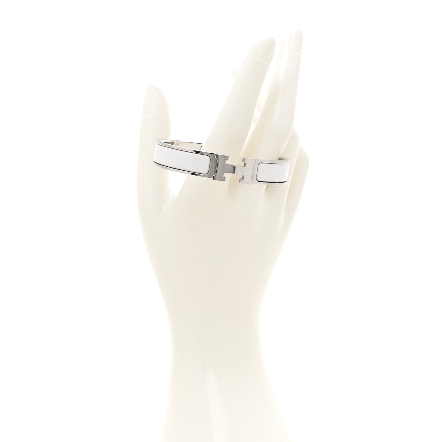 Enamel Narrow Clic Clac H Bracelet PM White