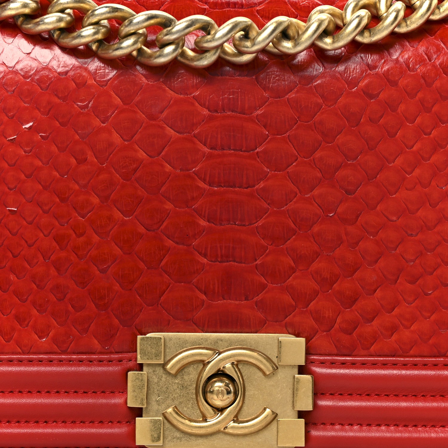 Chanel Snakeskin Medium Boy Flap Red 8 of 10