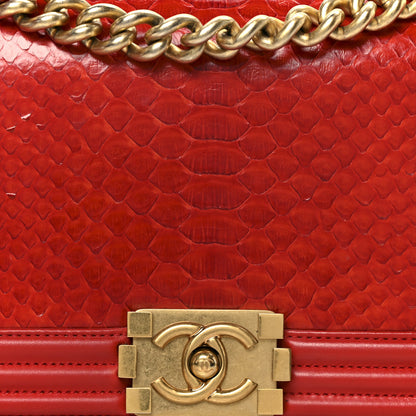 Chanel Snakeskin Medium Boy Flap Red 8 of 10