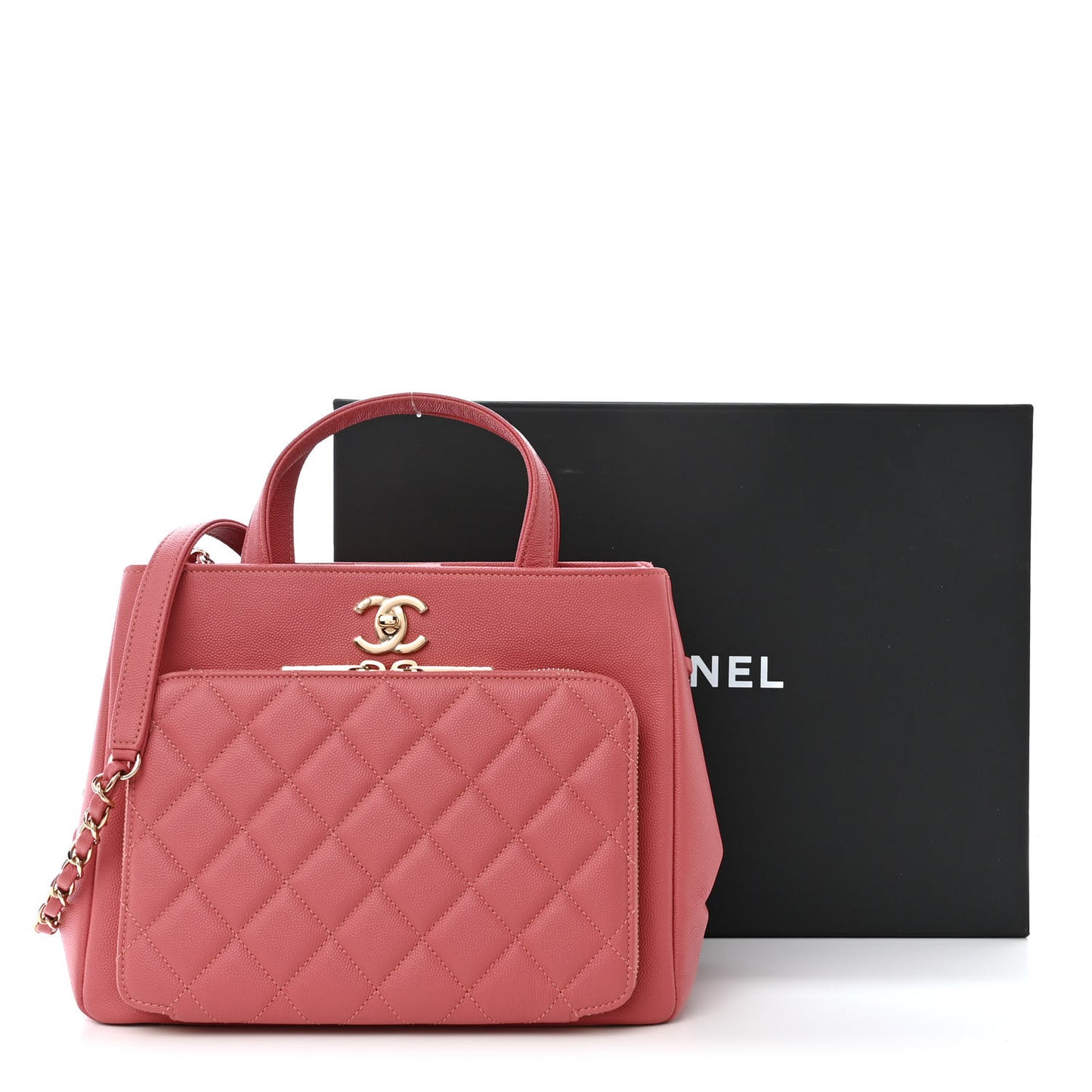 Caviar Quilted Small Business Affinity Shopping Bag Pink