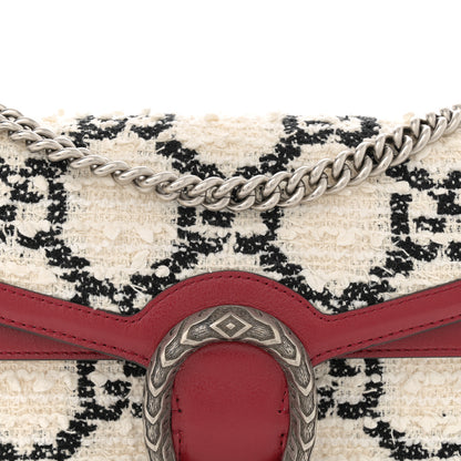 Gucci Tweed GG Monogram Small Dionysus Shoulder Bag White Black Romantic Cherry 9 of 13