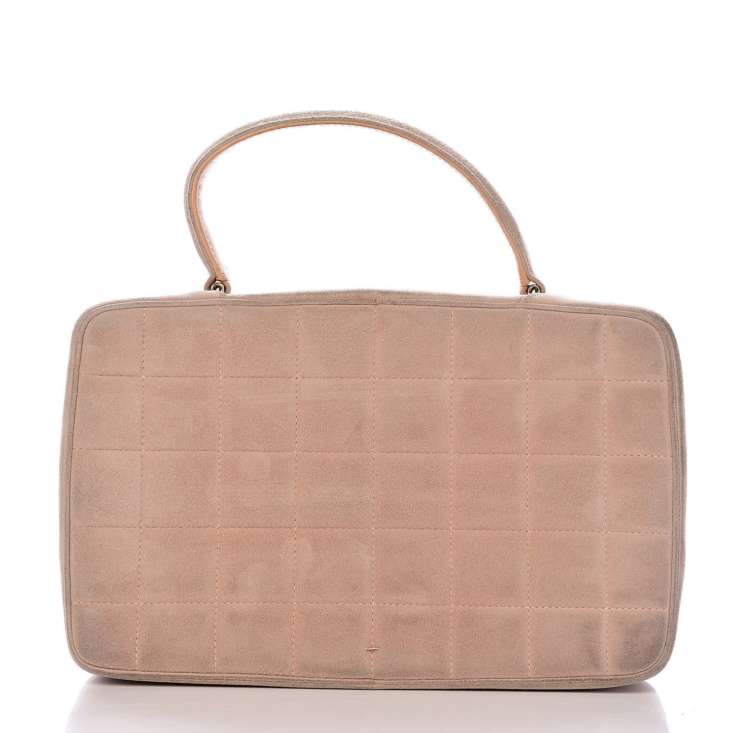 Suede Chocolate Bar Top Handle Flap Beige
