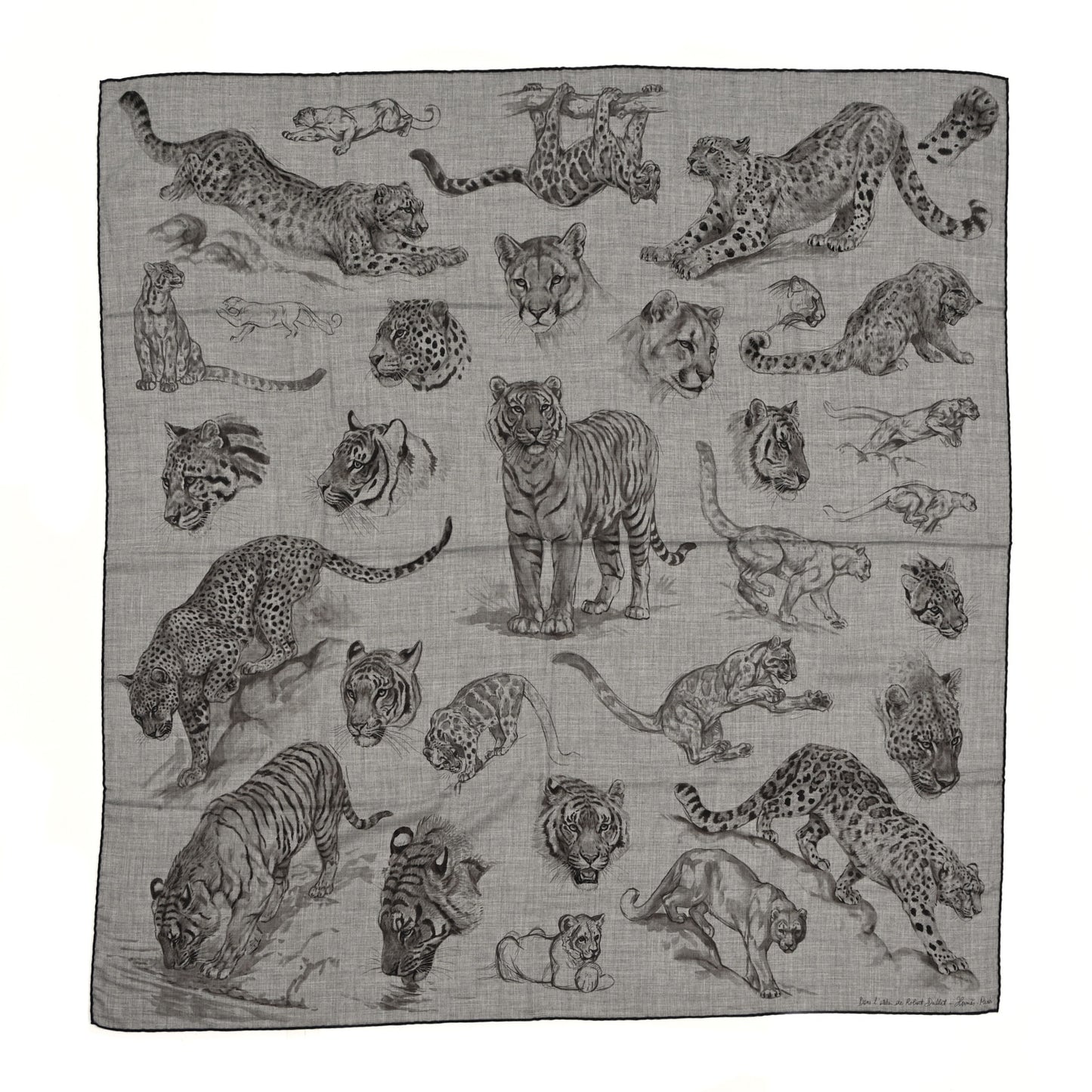 Cashmere Silk Dans L'atelier Shawl 140 Gris Flanelle Anthracite Gris