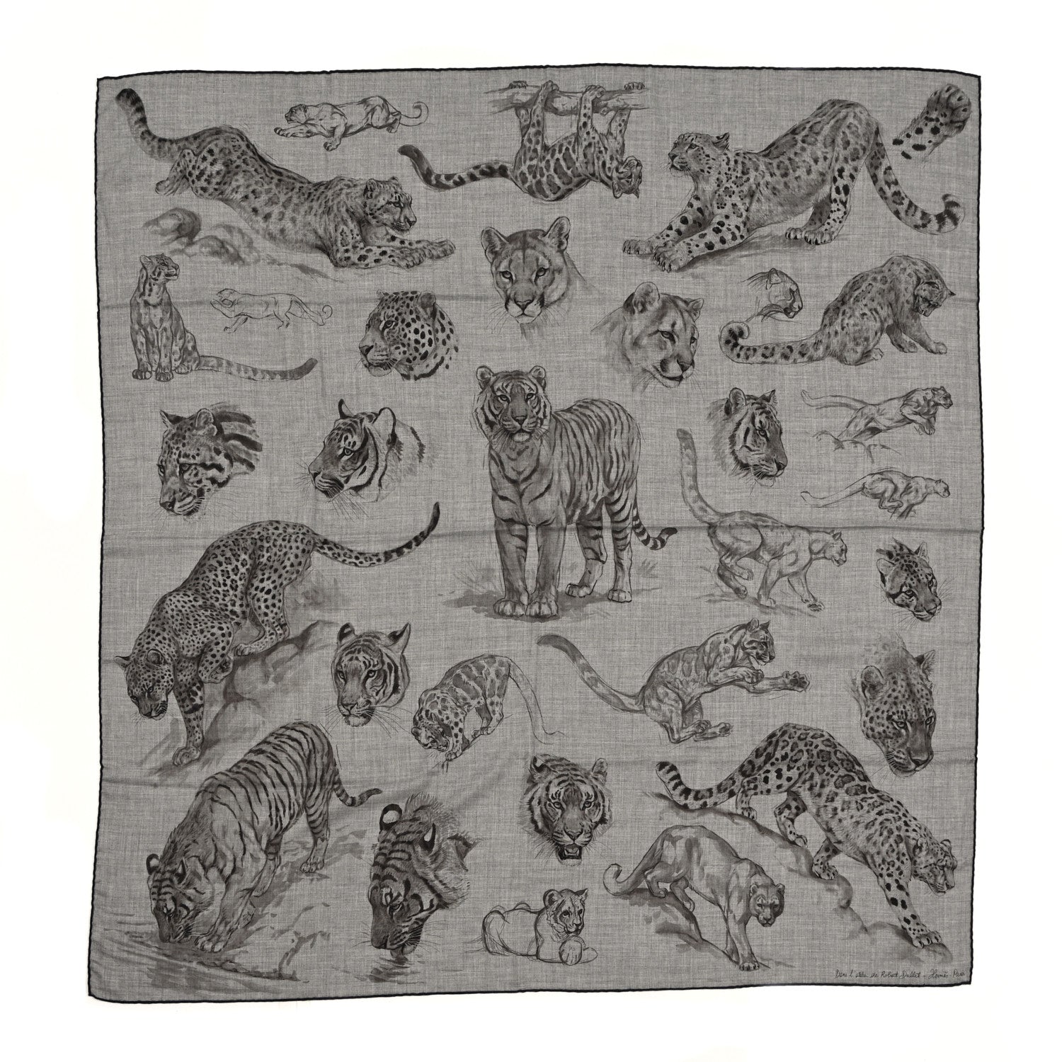 Hermes Cashmere Silk Dans L'atelier Shawl 140 Gris Flanelle Anthracite Gris 1 of 4