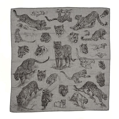 Hermes Cashmere Silk Dans L'atelier Shawl 140 Gris Flanelle Anthracite Gris 1 of 4