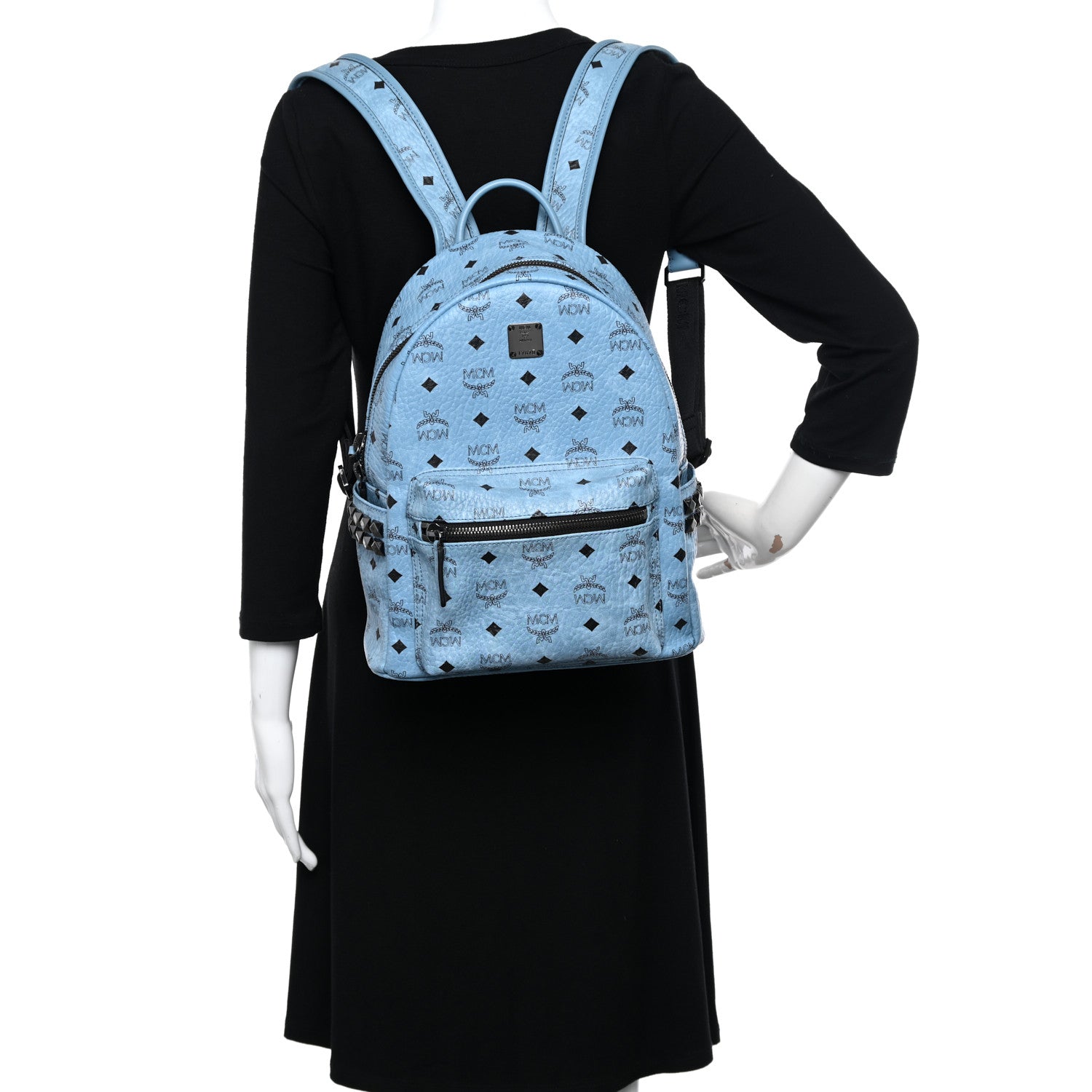 MCM Visetos Side Stud Stark Backpack Munich Blue 2 of 10