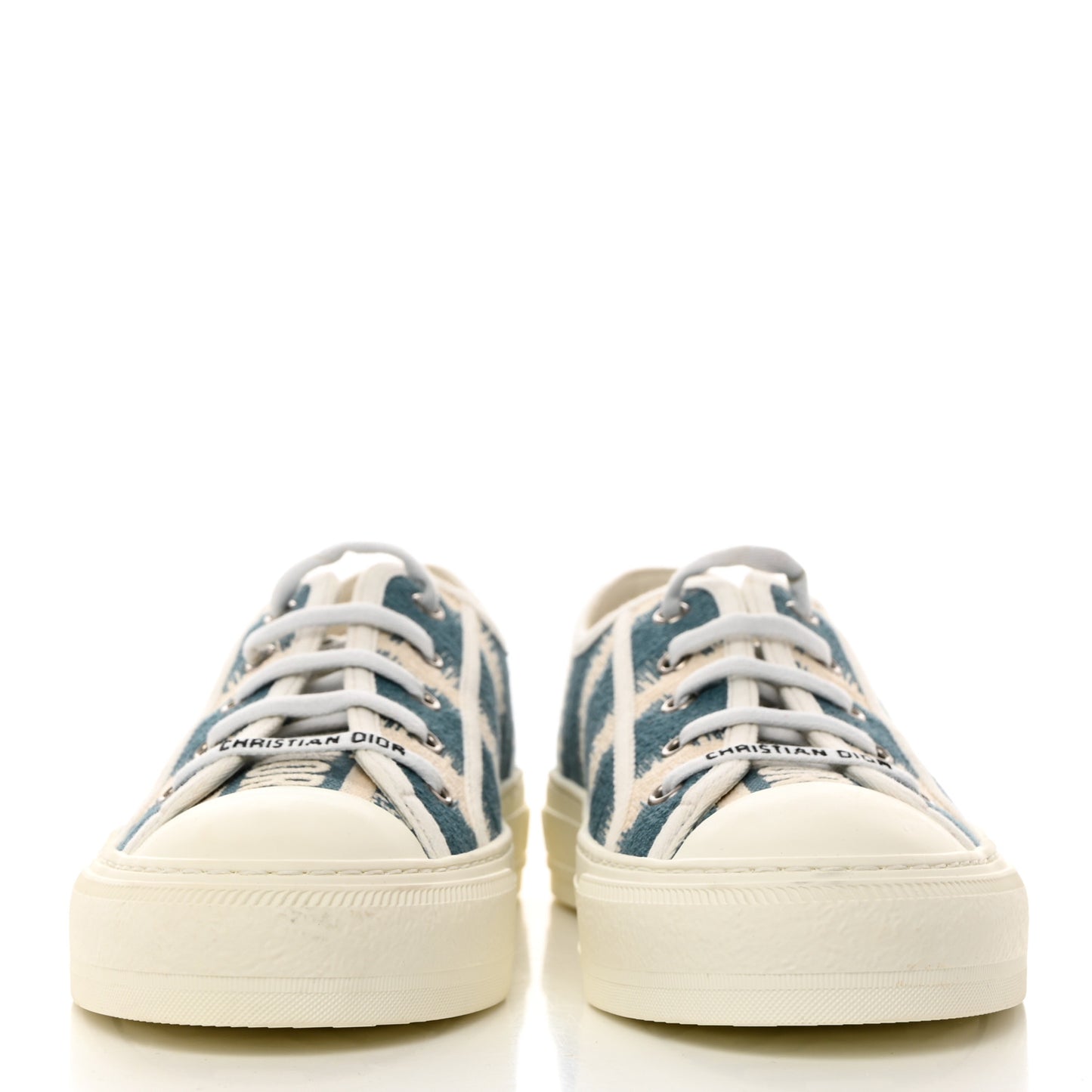 Cotton D-Stripes Walk'N'Dior Low Top Sneakers 40 Deep Ocean