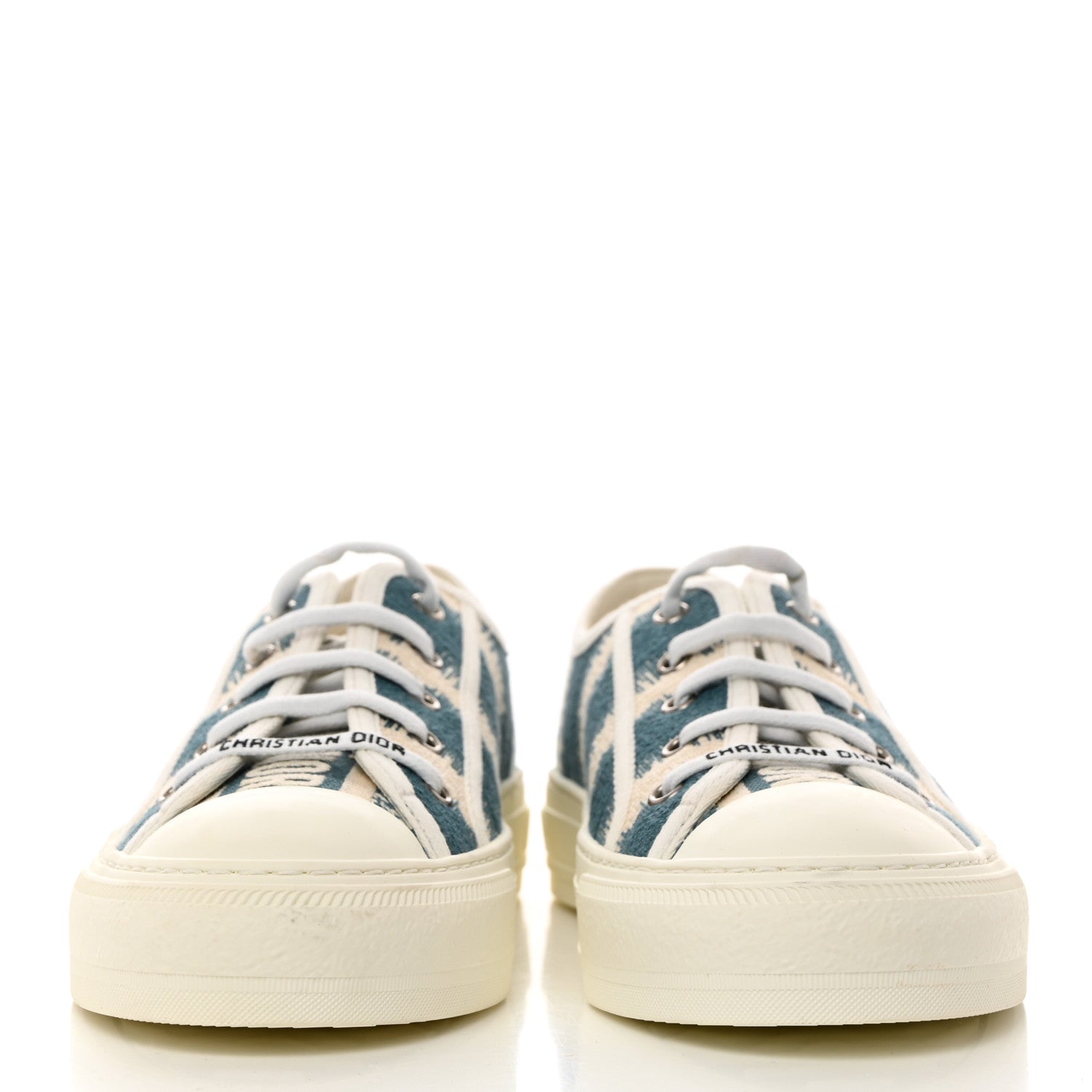 Christian Dior Cotton D-Stripes Walk'N'Dior Low Top Sneakers 40 Deep Ocean 2 of 8