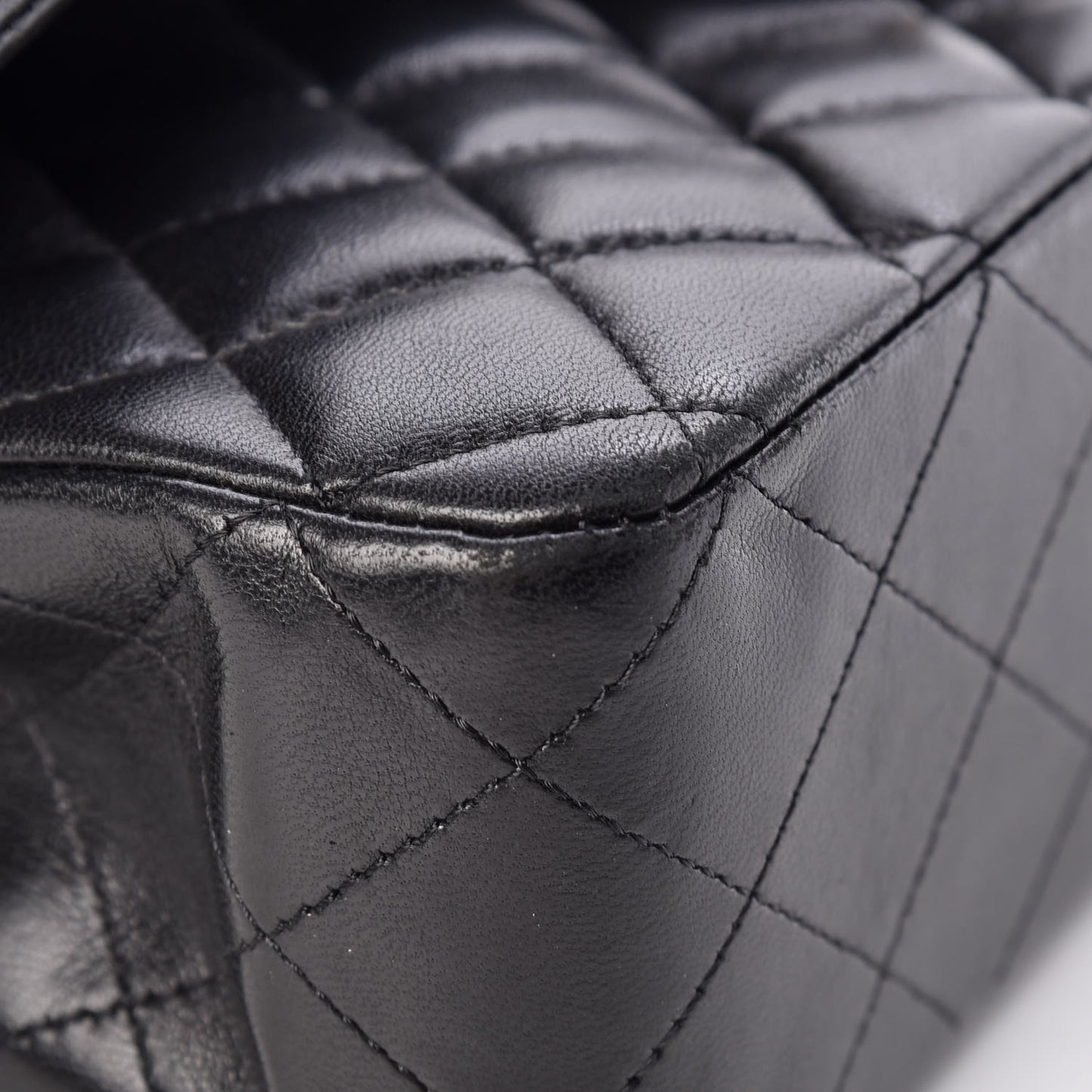 Lambskin Quilted Medium Double Flap Black