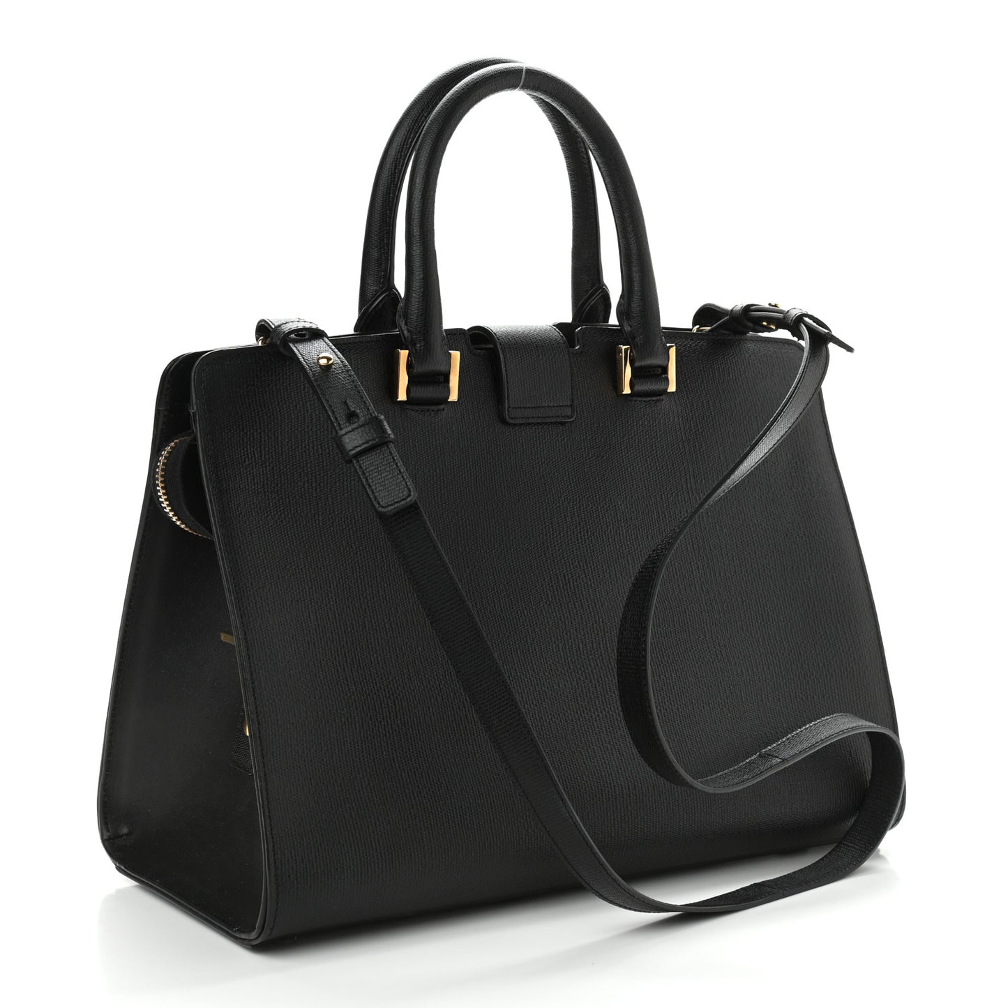 Textured Calfskin Small Classic Y Cabas Black
