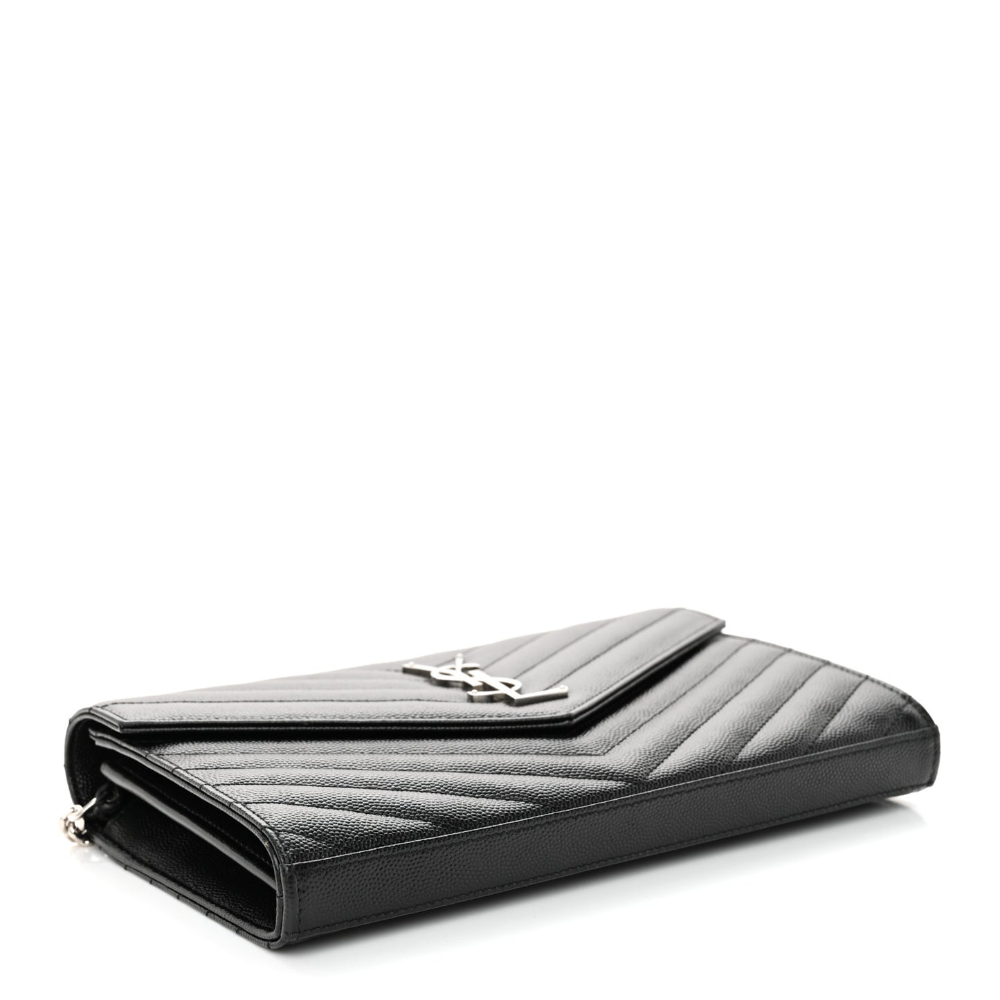 Grain De Poudre Matelasse Chevron Monogram Chain Wallet Black