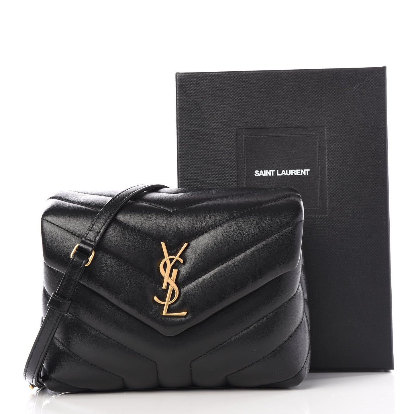 Calfskin Y Quilted Monogram Toy Loulou Crossbody Bag Black