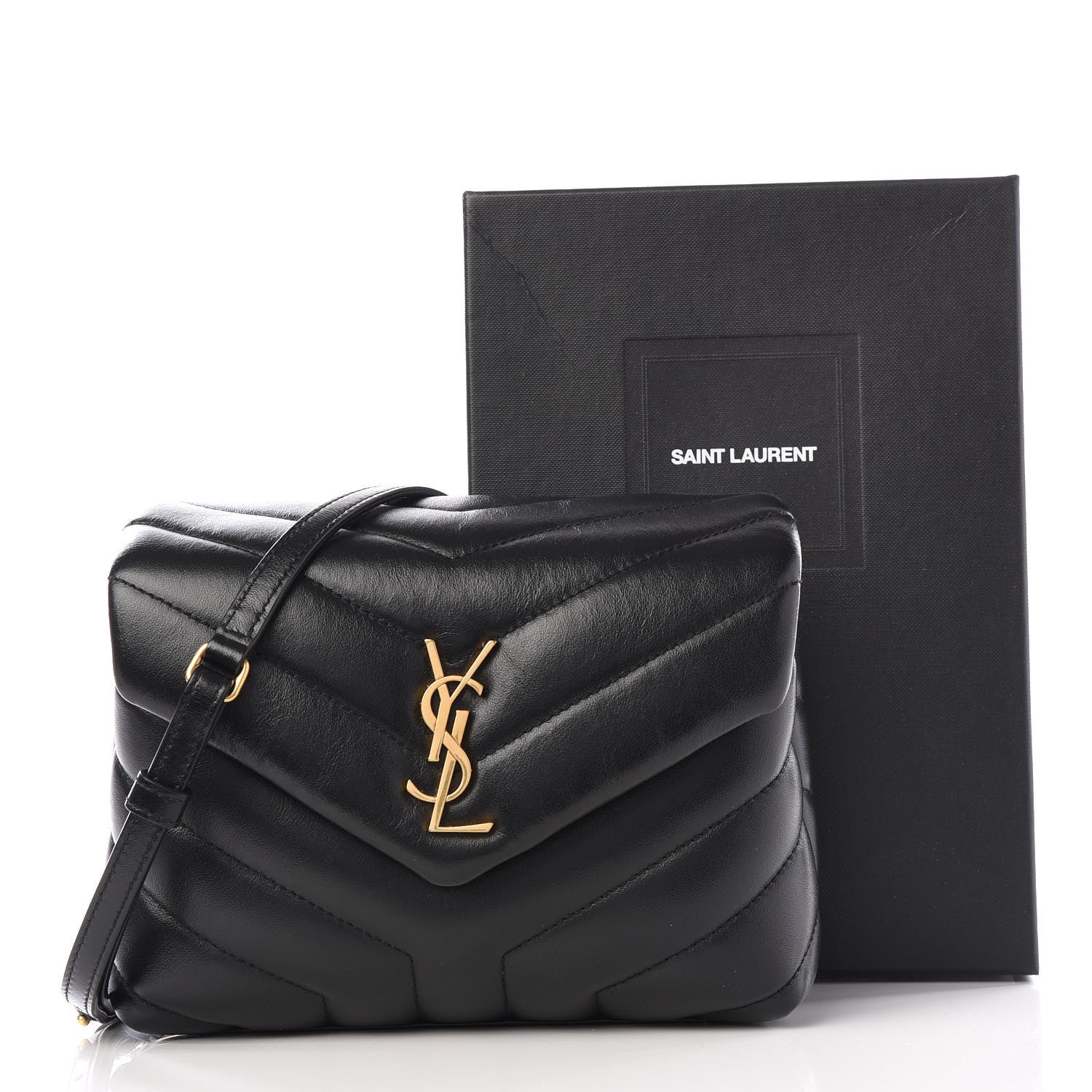 Saint Laurent Calfskin Y Quilted Monogram Toy Loulou Crossbody Bag Black 12 of 12