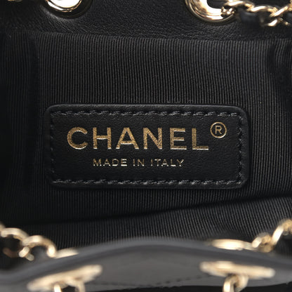 Chanel Calfskin Stitched Chain Bucket Bag Black 6 of 10
