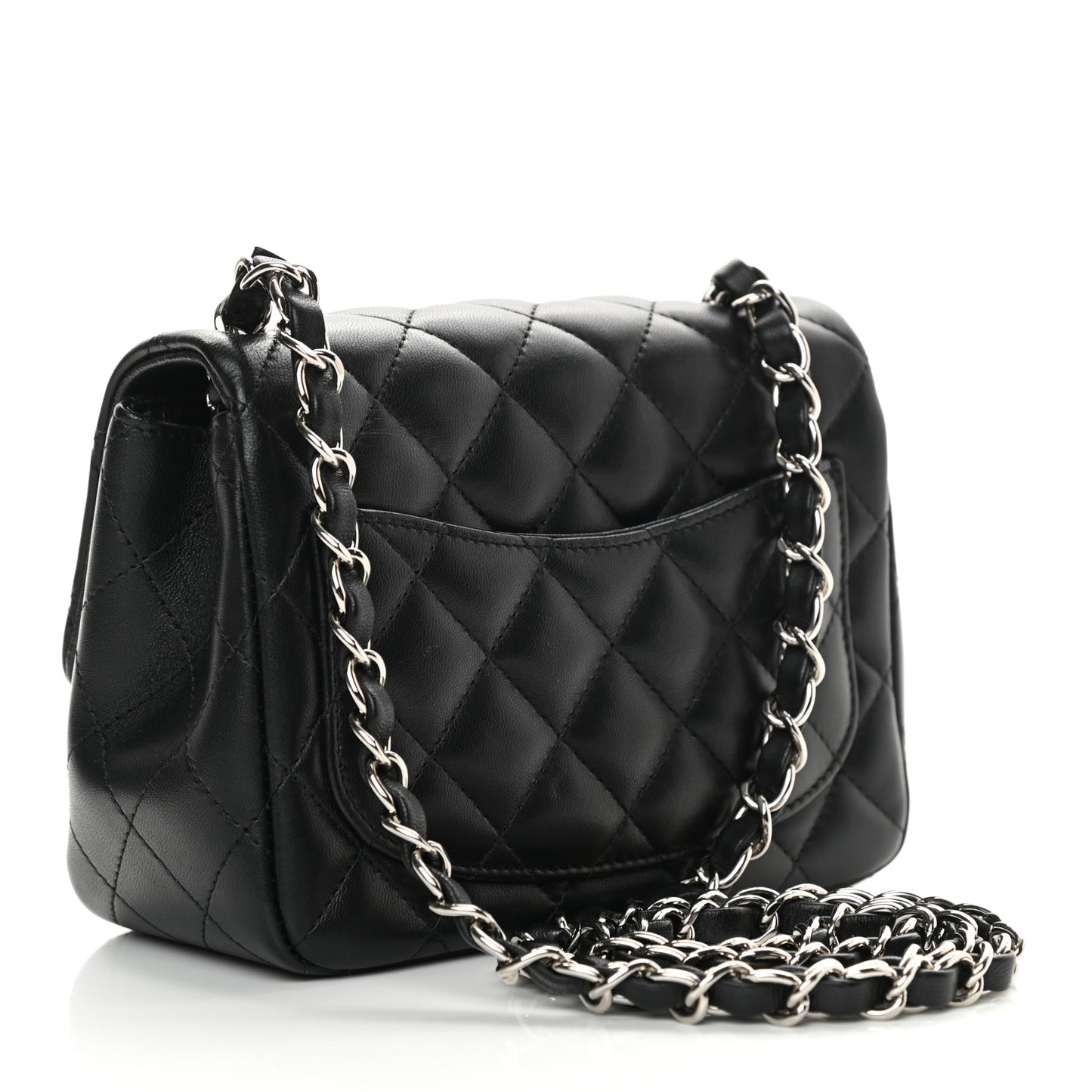 Lambskin Quilted Mini Square Flap Black