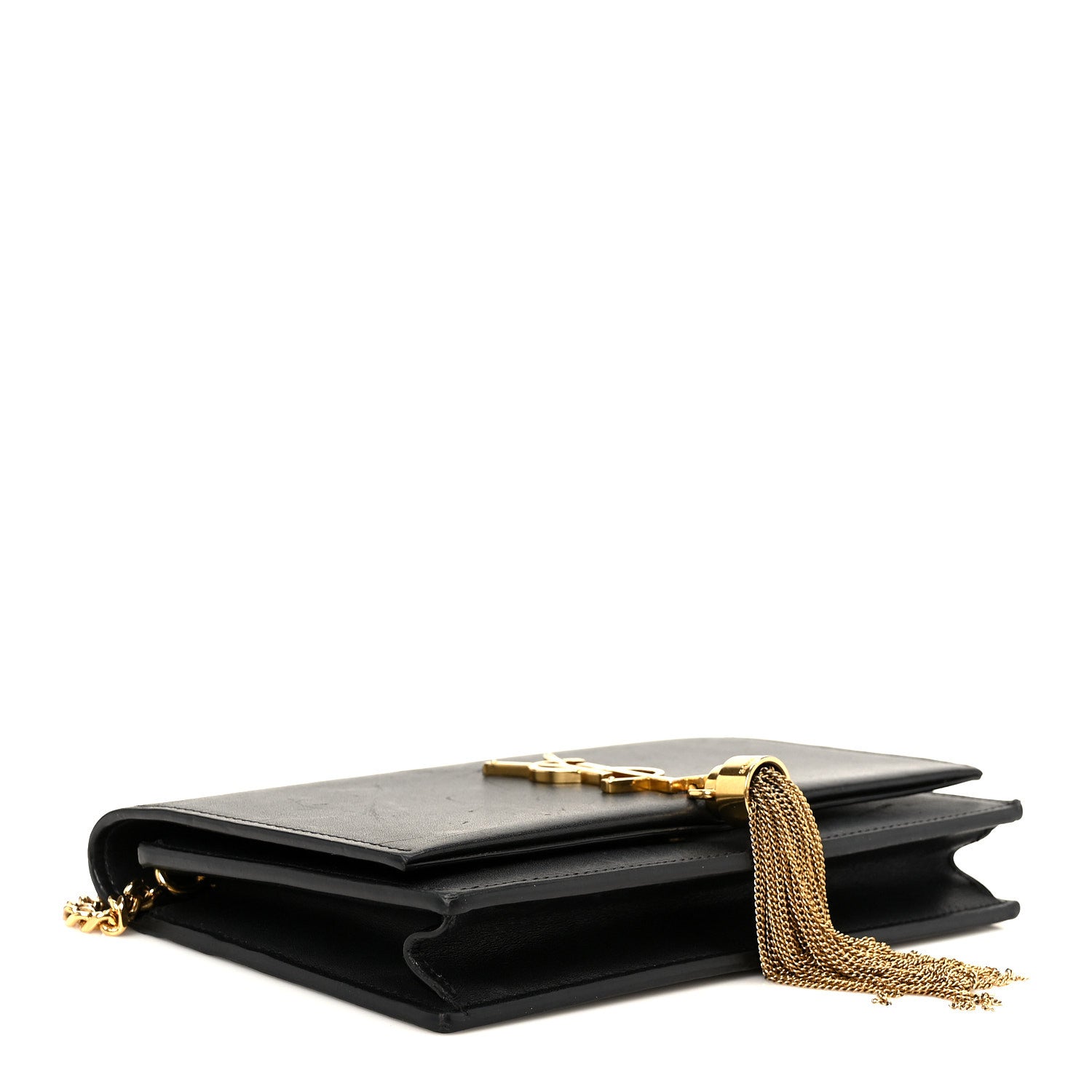 Saint Laurent Smooth Calfskin Classic Monogram Kate Tassel Chain Wallet Black 3 of 9