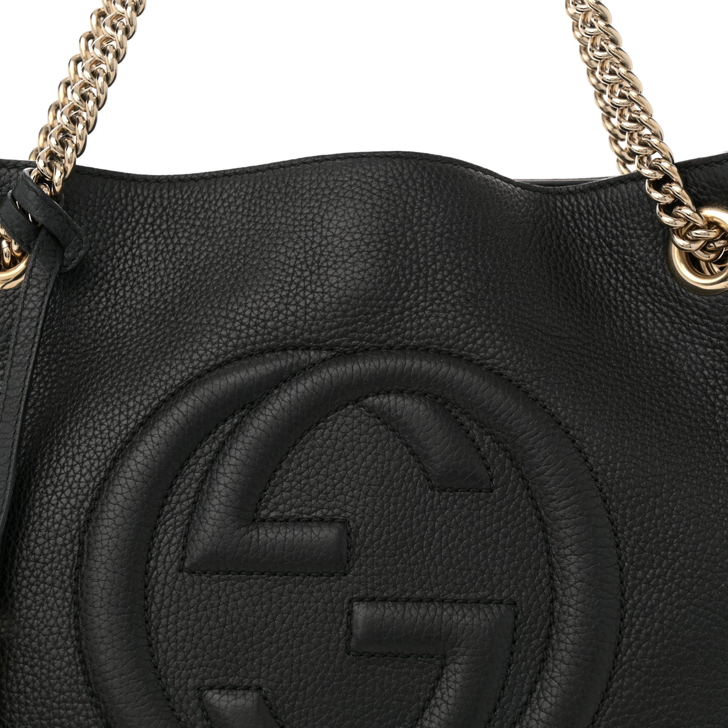 Pebbled Calfskin Medium Soho Chain Shoulder Bag Black