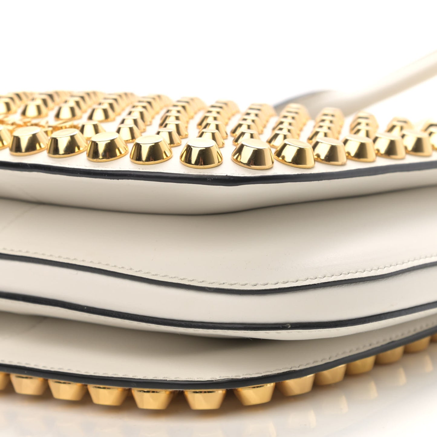 City Calfskin Studded Small Margit Bag White