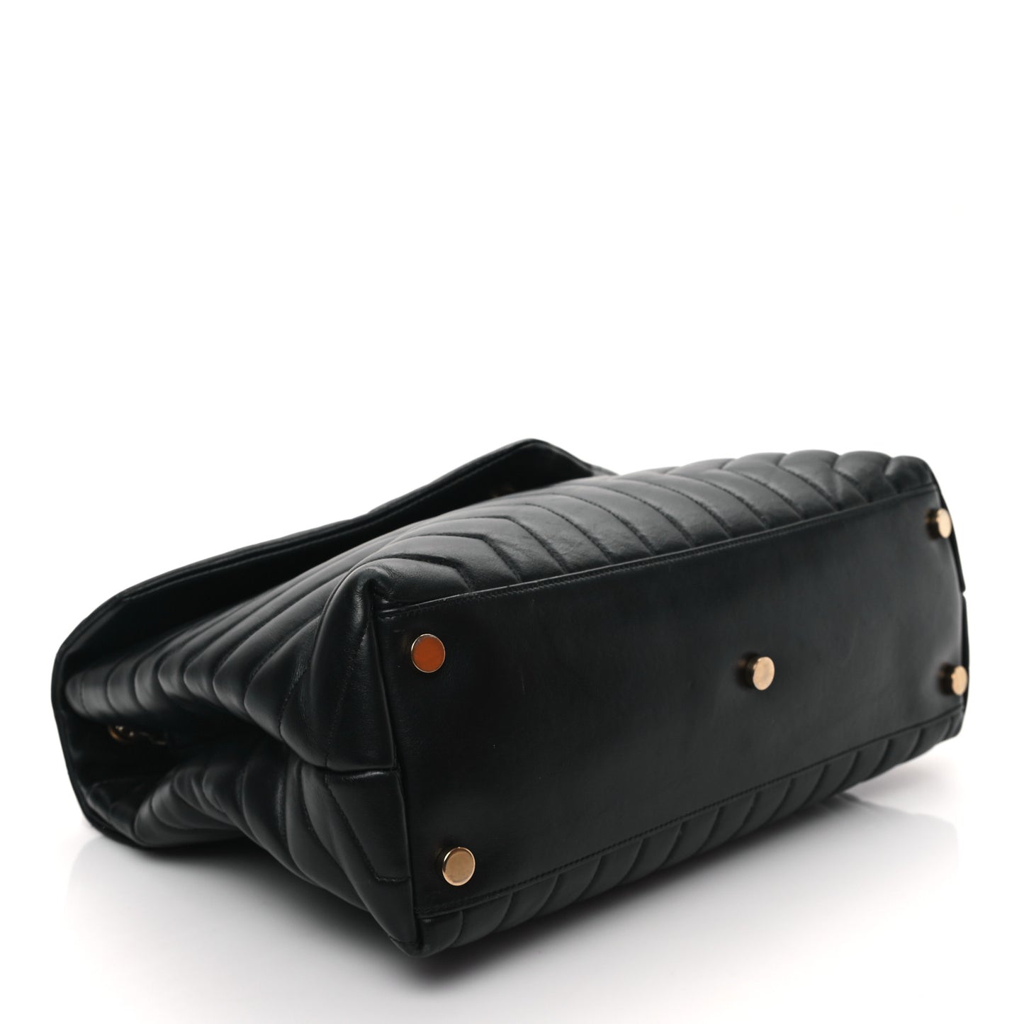 Calfskin Y Quilted Monogram Large Loulou Chain Satchel Black