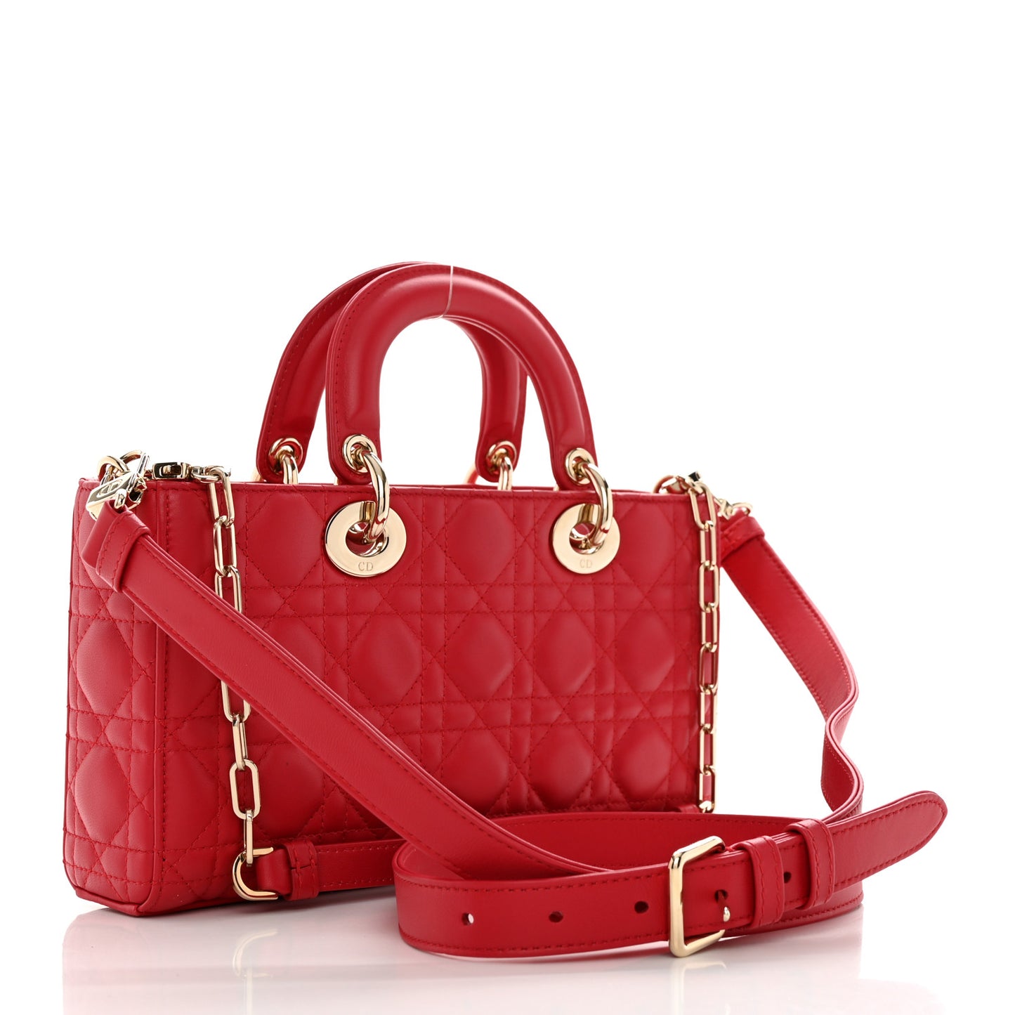Lambskin Cannage Medium Lady D-Joy Red