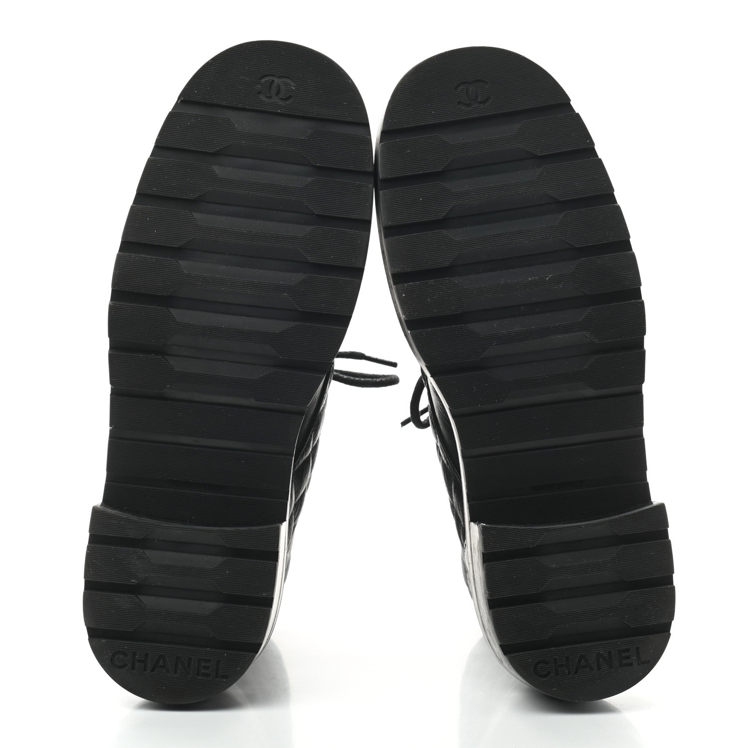 Chanel Shiny Goatskin Calfskin Quilted Lace Up Combat Boots 40 Black 5 of 7