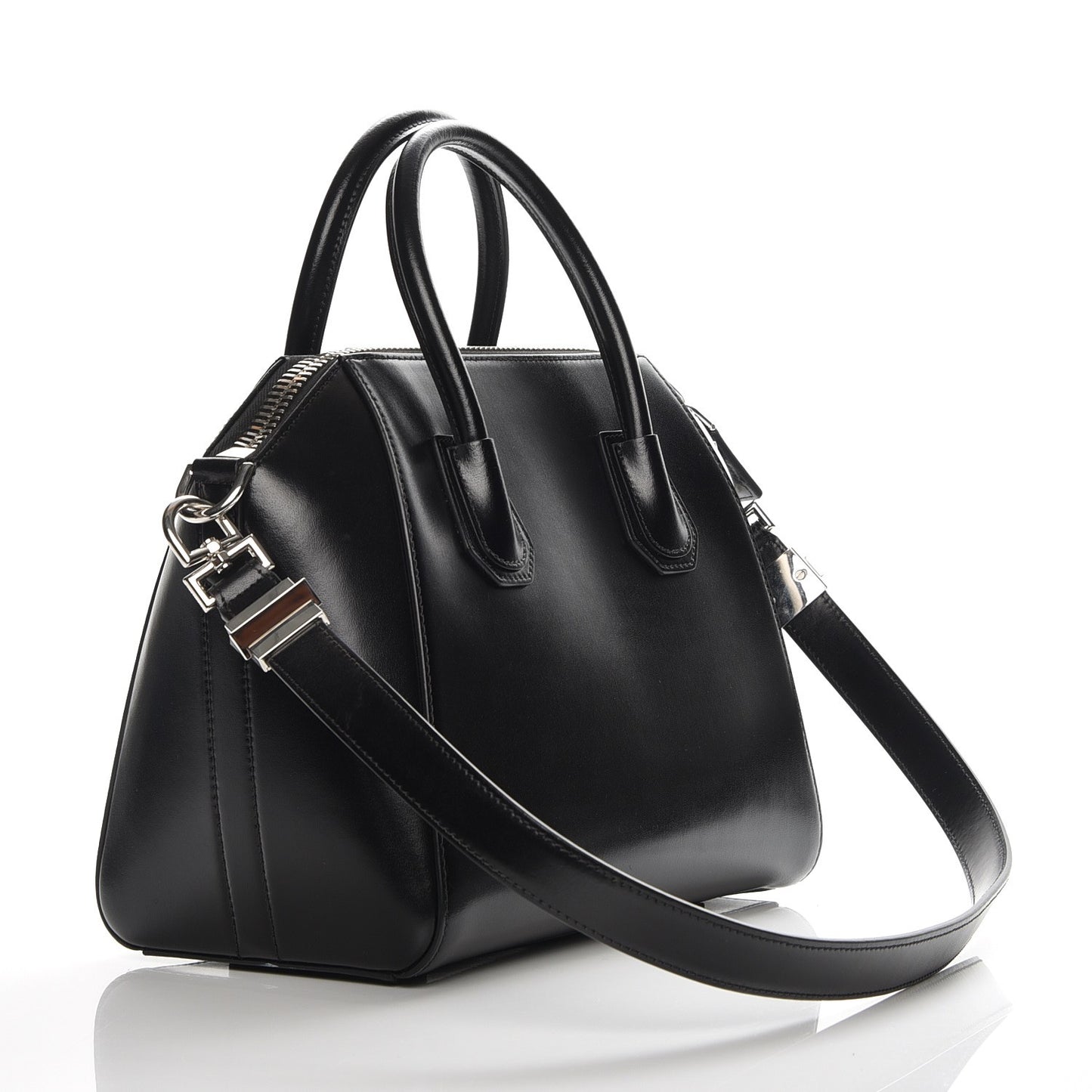 Shiny Lord Calfskin Small Antigona Black