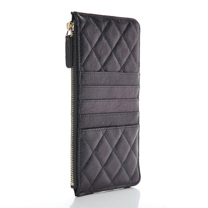 Chanel Iridescent Caviar Quilted Classic Flat Wallet Pouch Black 3 of 8