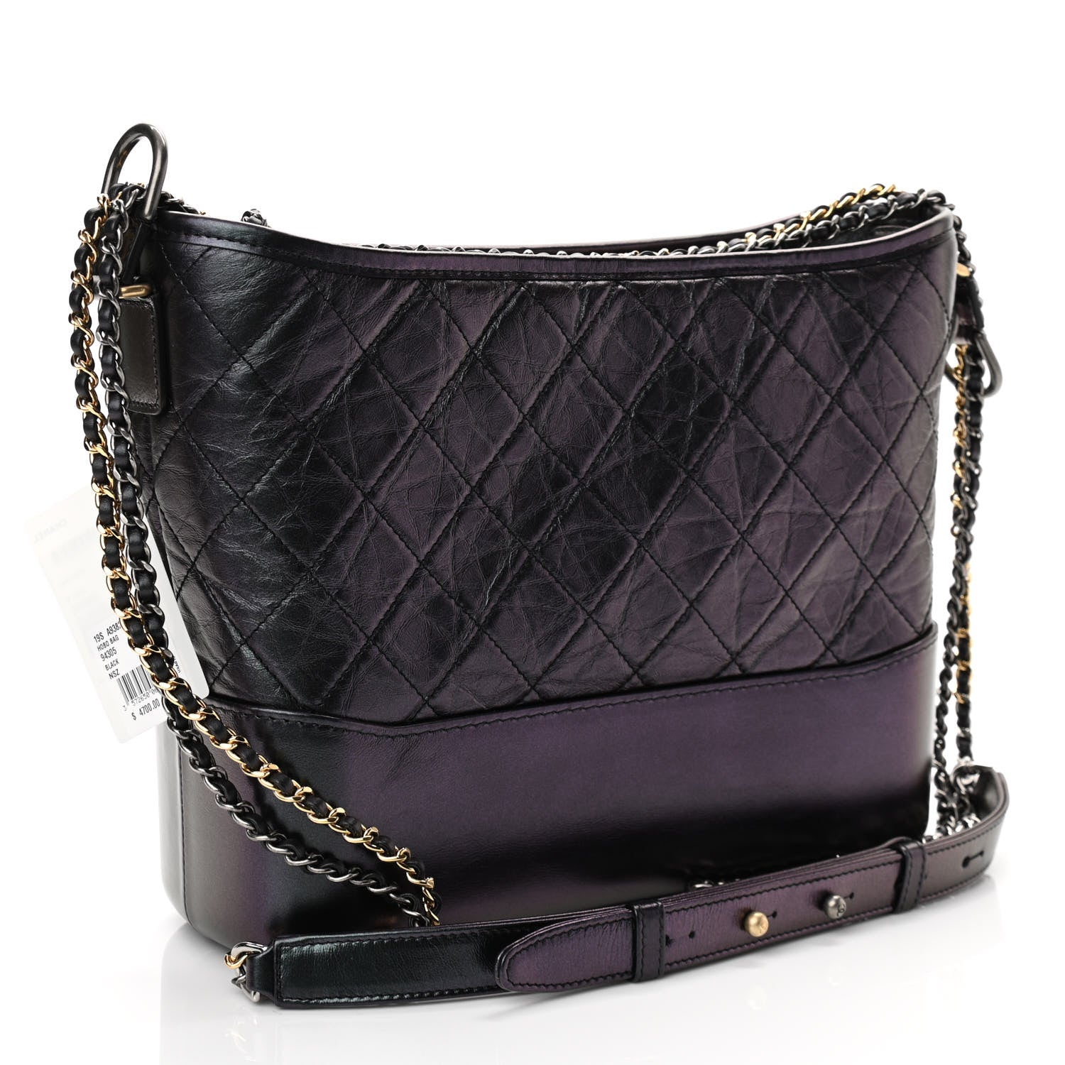 Chanel Iridescent Aged Calfskin Quilted Medium Gabrielle Hobo Black 3 of 11