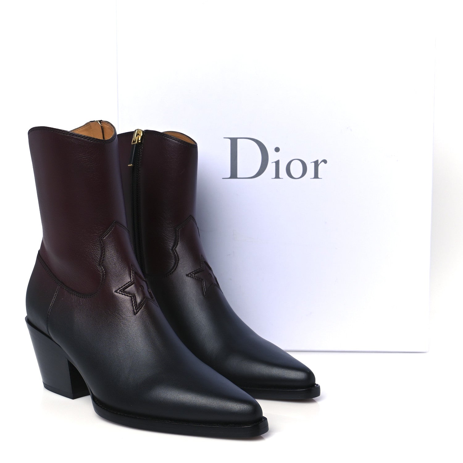 Christian Dior Shaded Calfskin Ombre L.A. Ankle Boots 37 Black