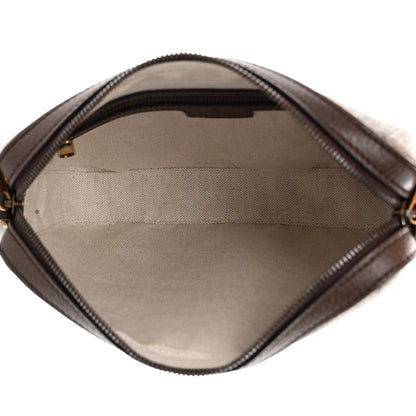 Gucci GG Supreme Monogram Textured Dollar Calfskin Web Ophidia Wristlet Shoulder Bag Beige Ebony New Acero 5 of 10