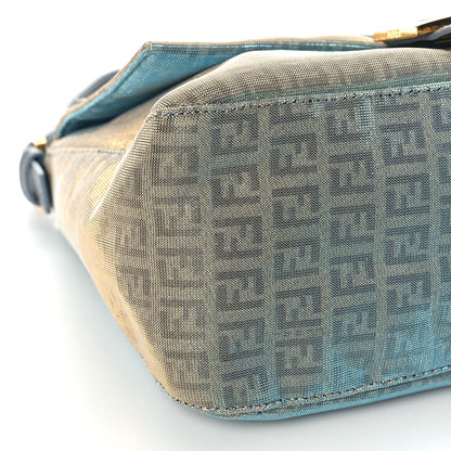 Fendi Metallic Zucchino Canvas Forever Mama Baguette Platinum Light Blue 8 of 9