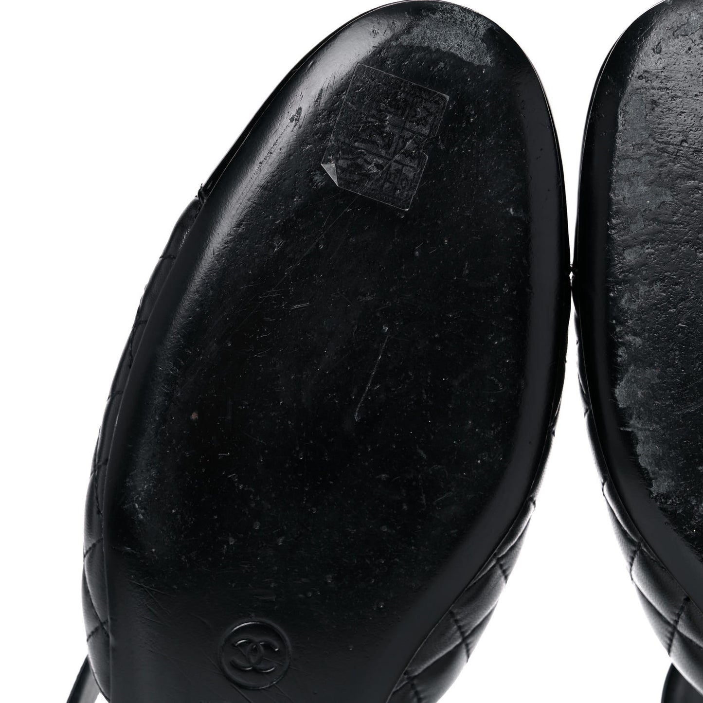 Patent Lambskin Quilted Cap Toe Ballerina Flats 41 Black