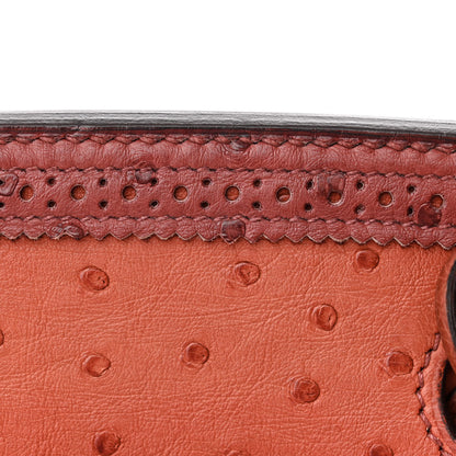 Hermes Ostrich Ghillies Birkin 30 Brique Rouge H 12 of 17