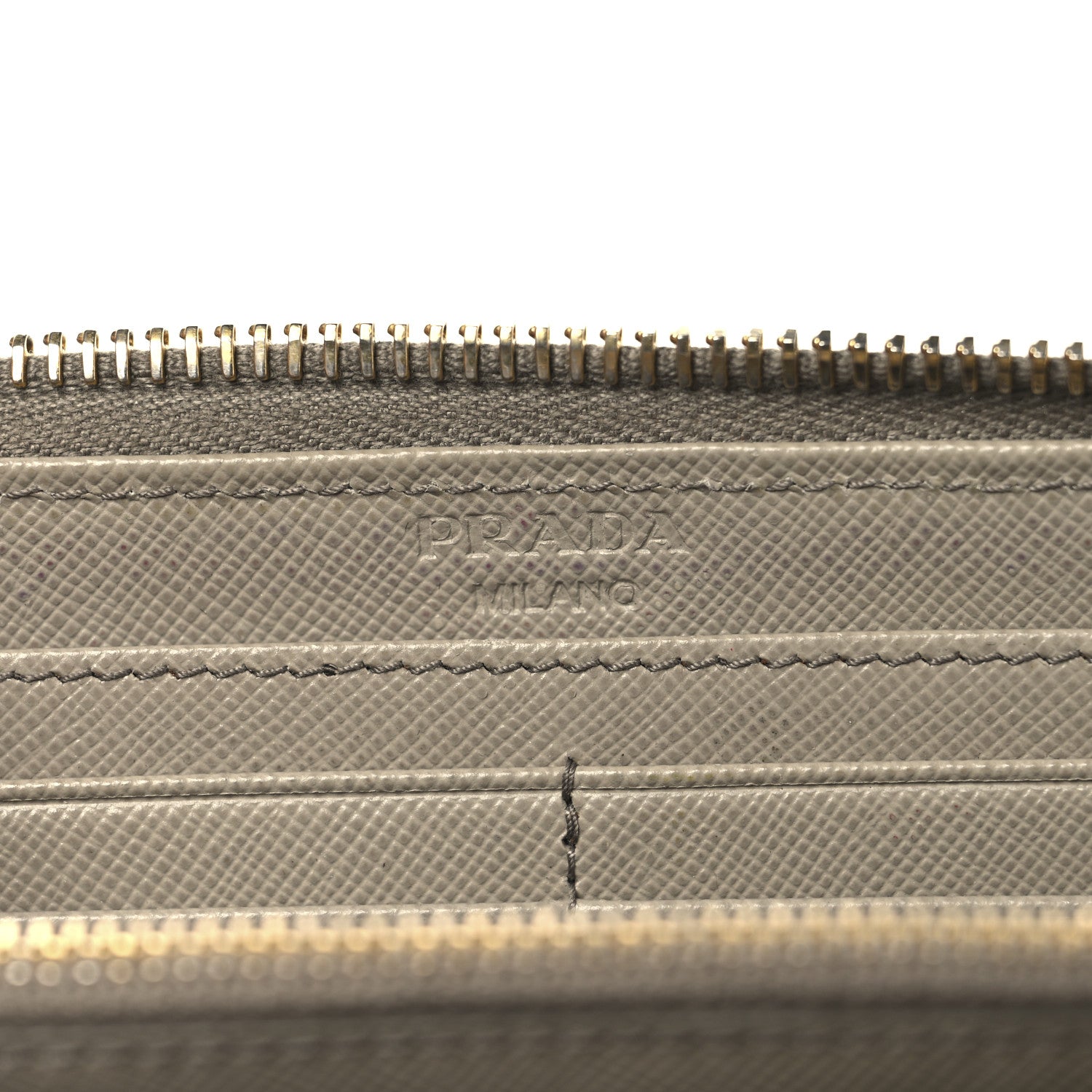 Prada Saffiano Triangle Half Zip Wallet Pomice 6 of 10