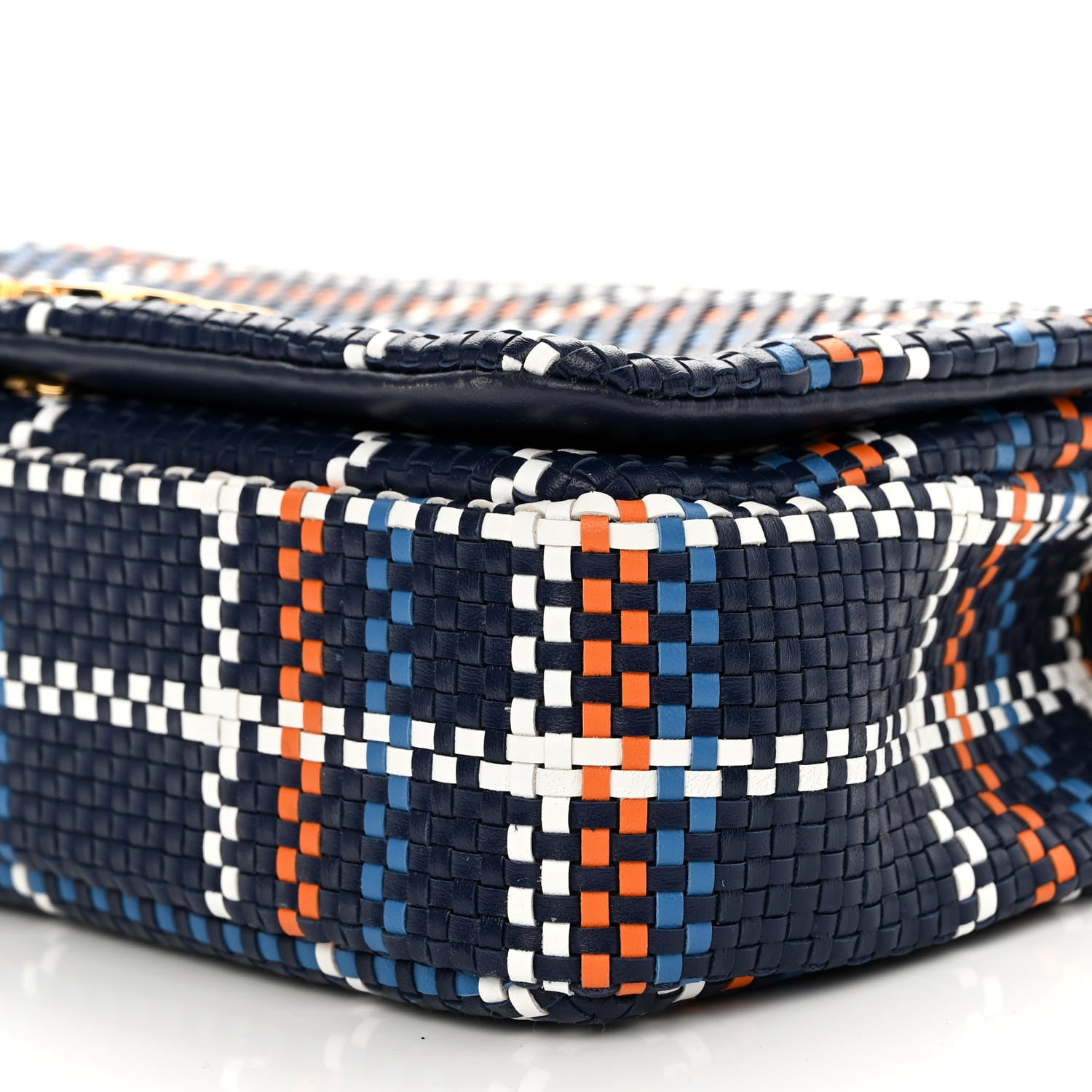 Burberry Woven Calfskin Mini Latticed Lola Bag Blue Multicolor 10 of 10
