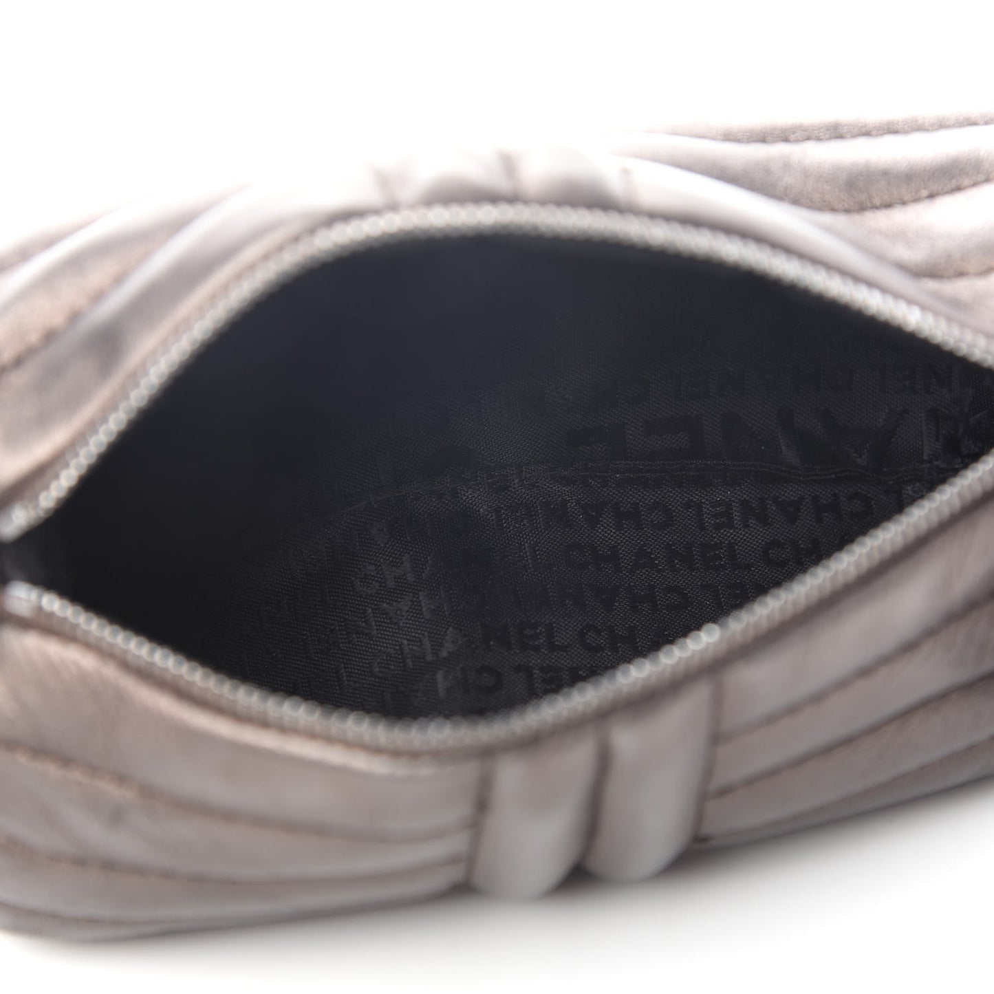 Metallic Lambskin Horizontal Quilt Pochette Bronze