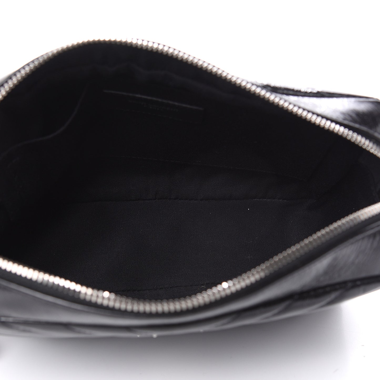 Cracked Shiny Calfskin Matelasse Monogram Lou Camera Bag Black